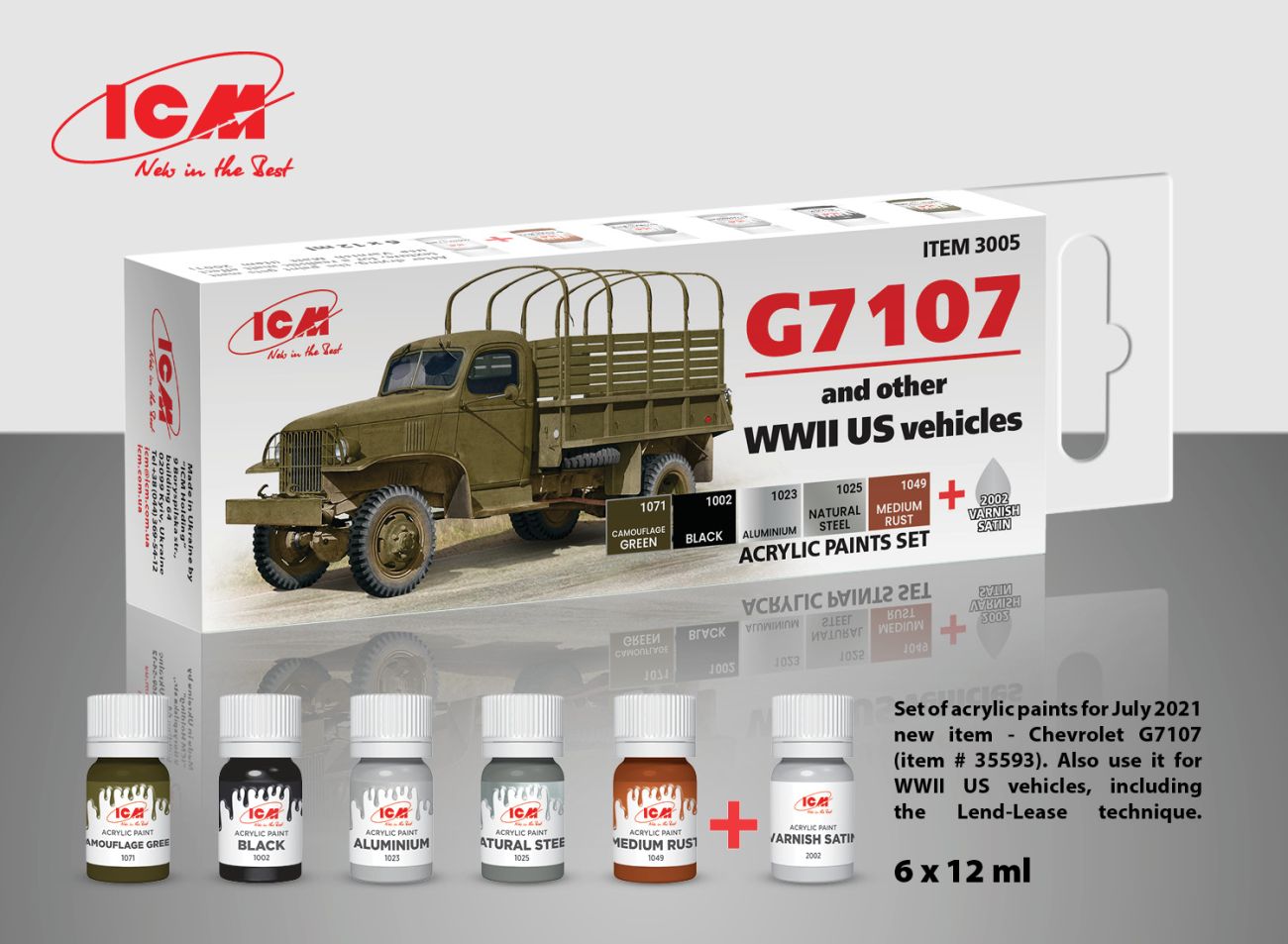 Acrylic Paint Set for G7107 4x4 WWII Army Truck (and other WWII US vehicles