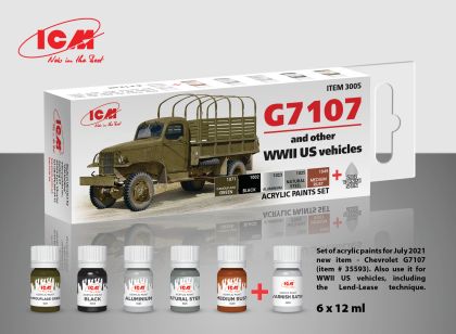 Acrylic Paint Set for G7107 4x4 WWII Army Truck (and other WWII US vehicles