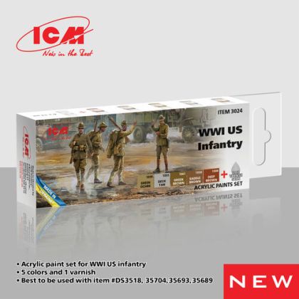 ICM 3024 WWI U.S. Infantry Acrylic Paints Set