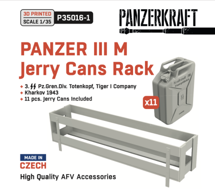 1:35 Panzer III M jerry cans rack, 3 SS Pz.Gren.Div. Totenkopf, Tiger I company, Kharkov 1943, 11x jerry cans included