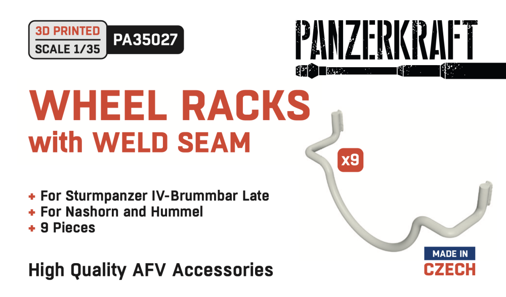 1:35 Sturmpanzer IV Brummbar late, Nashorn and Hummel wheel racks with weld seam, 9 pcs.