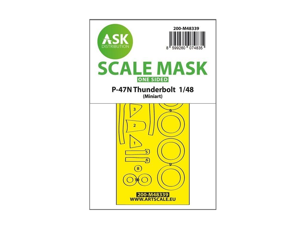 1:48 P-47N Thunderbolt one-sided express fit mask for MINIART