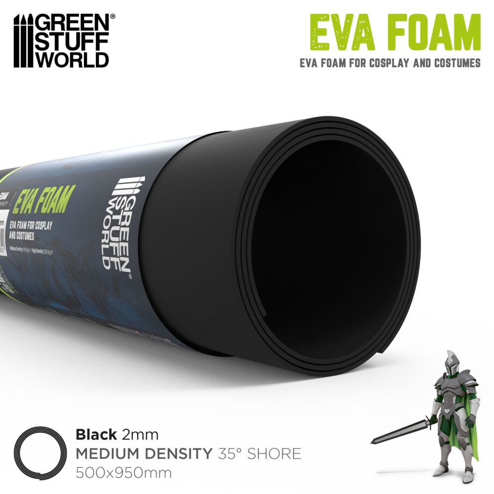 Cosplay Black EVA foam 2mm - Medium Density