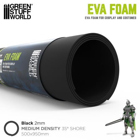 Cosplay Black EVA foam 2mm - Medium Density