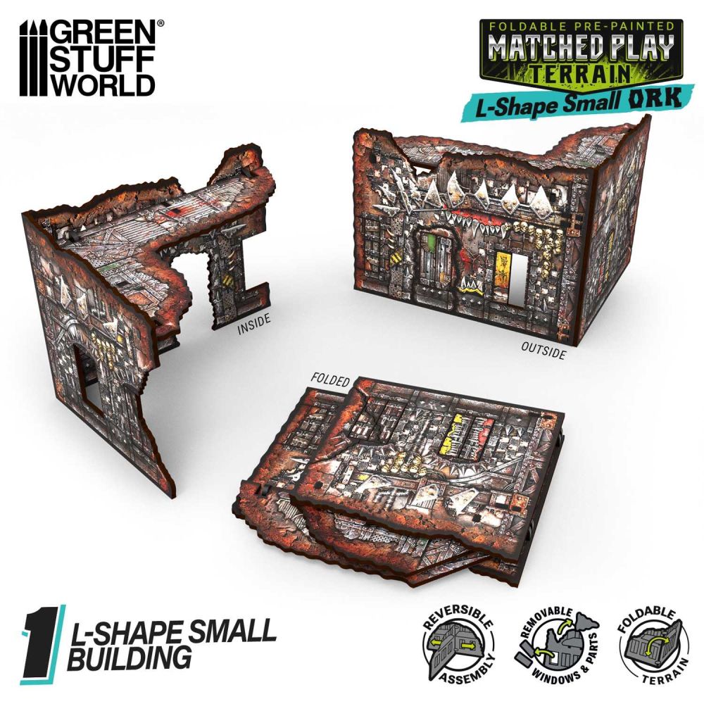 Matched Play Pre-Painted Foldable Small L-shaped Ruin - Orks