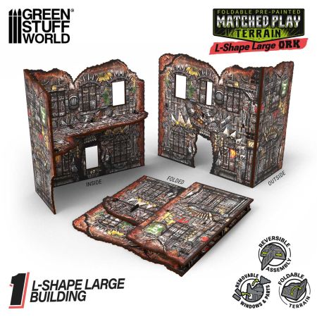 Matched Play Pre-Painted Foldable Large L-shaped Ruin - Orks