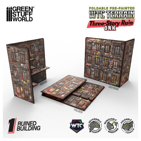 Pre-Painted Foldable Three-Story WTC Terrain Ruin - Orks