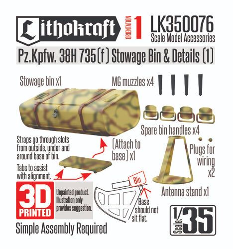 1:35 Pz.Kpfw. 38H 735(f) - Stowage Bin & Details Set 1 (3D-Printed)