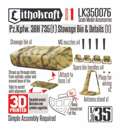 1:35 Pz.Kpfw. 38H 735(f) - Stowage Bin & Details Set 1 (3D-Printed)