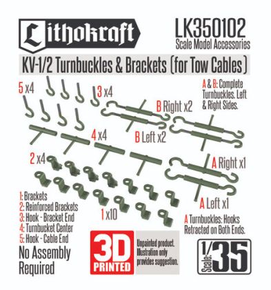 1:35 KV-1 / KV-2 - Turnbuckles & Brackets (for Tow Cables / 3D-Printed)