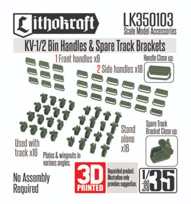 1:35 KV-1 / KV-2 - Bin Handles & Spare Track Brackets (3D-Printed)