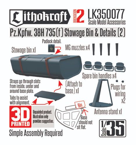 1:35 Pz.Kpfw. 38H 735(f) - Stowage Bin & Details Set 2 (3D-Printed)