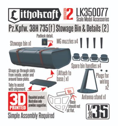 1:35 Pz.Kpfw. 38H 735(f) - Stowage Bin & Details Set 2 (3D-Printed)