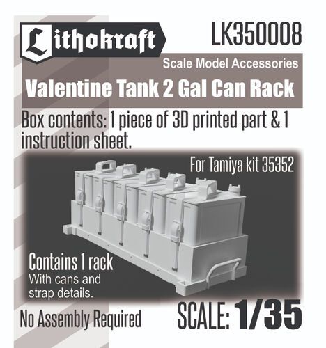 1:35 Valentine Tank 2 Gal Can Rack (For Tamiya 35352 Kit)