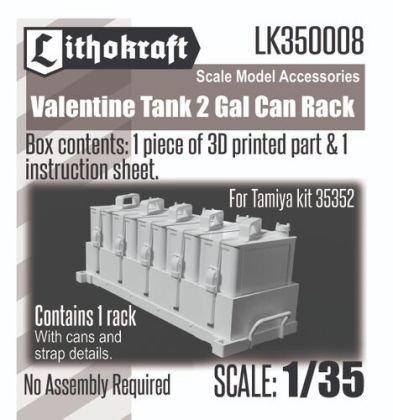 1:35 Valentine Tank 2 Gal Can Rack (For Tamiya 35352 Kit)