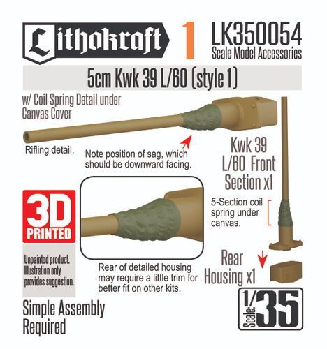 1:35 5cm Kwk 39 L/60 With Coil Spring Detail Under Canvas Cover (Style 1)