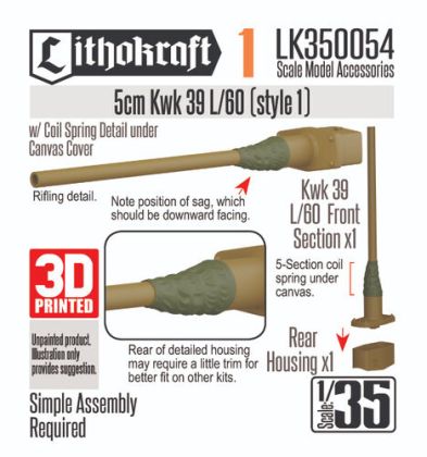 1:35 5cm Kwk 39 L/60 With Coil Spring Detail Under Canvas Cover (Style 1)