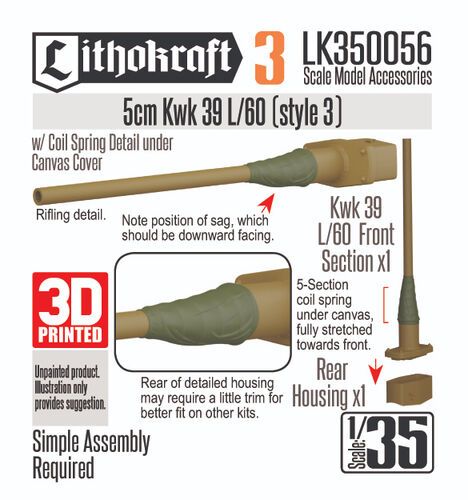 1:35 5cm Kwk 39 L/60 With Coil Spring Detail Under Canvas Cover (Style 3)