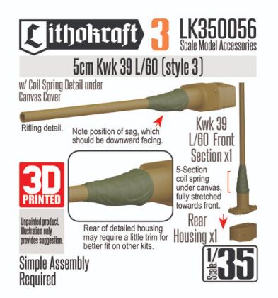 1:35 5cm Kwk 39 L/60 With Coil Spring Detail Under Canvas Cover (Style 3)