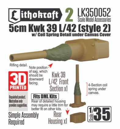1:35 5cm Kwk 39 L/42 (Style 2) (With Coil Spring Detail Under Canvas Cover) (For Dragon Kits)