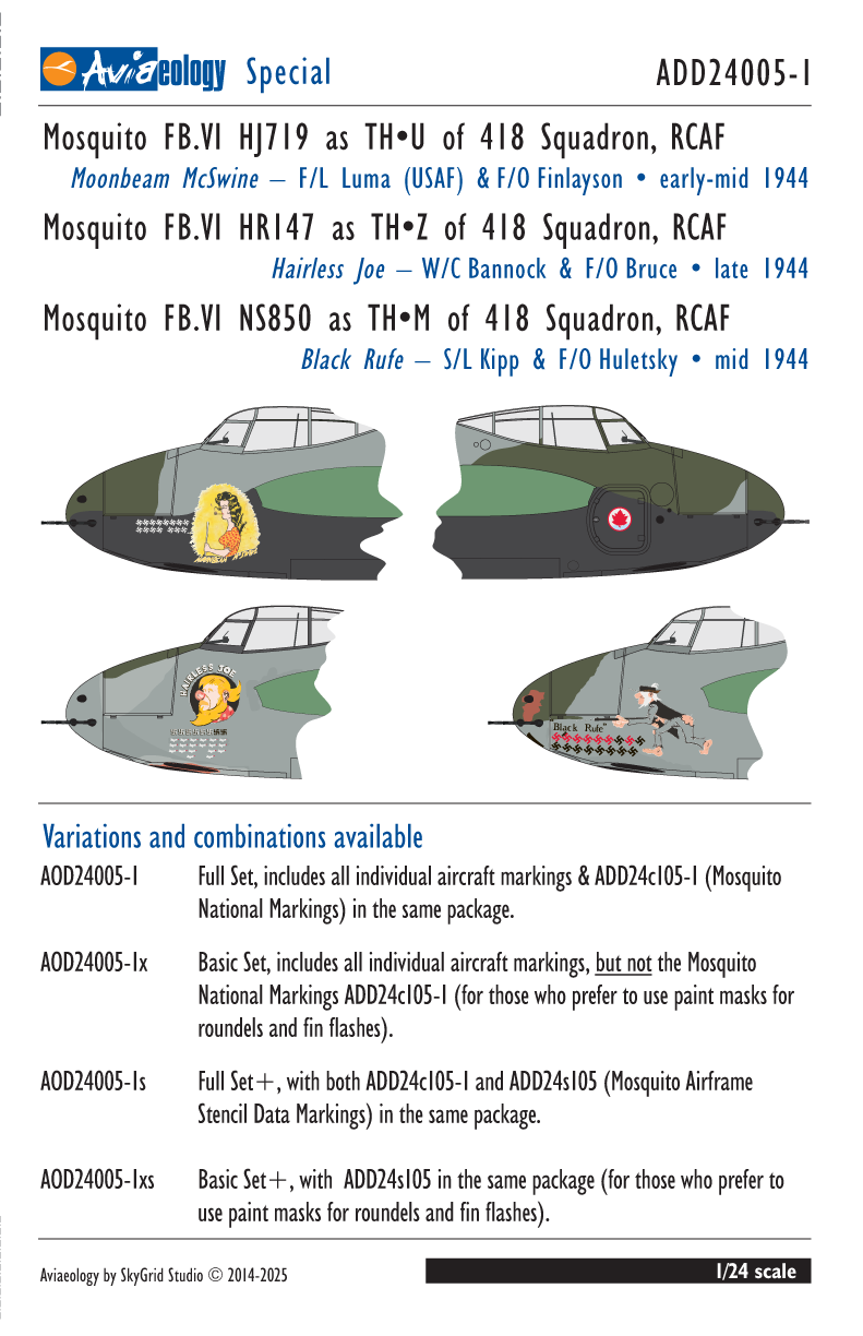 1:24 de Havilland Mosquito FB.VI - HJ719 / HR147 and NS850 