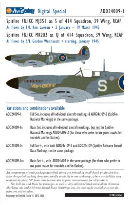 1:24 Supermarine Spitfire FR Mk.IXC - MJ351 & MK202 of 414 Squadron, 39 Wing RCAF (Basic Set)
