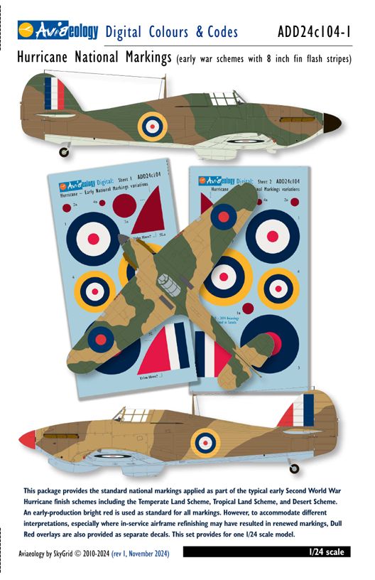 1:24 Hawker Hurricane National Markings - Early Variation 1