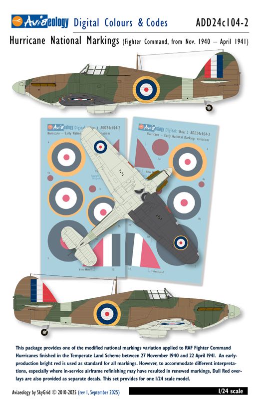 1:24 Hawker Hurricane - National Markings Early Variation 2 (November 1940 - April 1941)