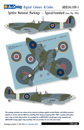 1:24 Supermarine Spitfire - Late National Markings / Standard with Type B Upper Wing Roundels