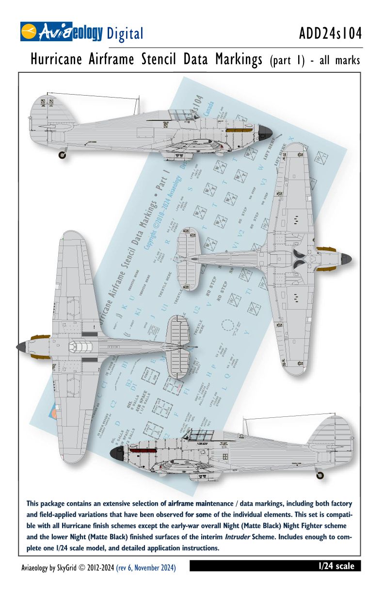 1:24 Hawker Hurricane - Airframe Stencil / Data Marking (Part 1)