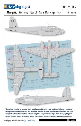 1:24 de Havilland Mosquito Airframe Stencil / Data Marking (Part 1)