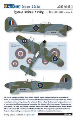 1:32 Hawker Typhoon - National Markings Late (2TAF / BAFO Variation1)