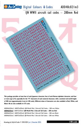 1:48 Imperial Japanese Navy WWII Aircraft Tail Codes - 280mm Red
