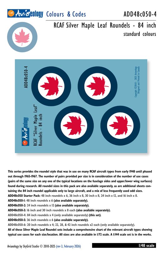 1:48 RCAF Silver Maple Leaf Roundels - 84 inch