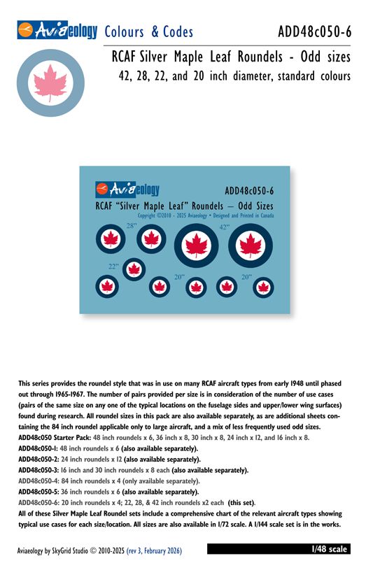 1:48 RCAF Silver Maple Leaf Roundels - Odd Sizes