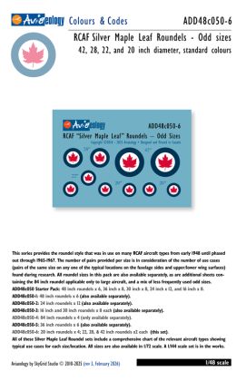 1:48 RCAF Silver Maple Leaf Roundels - Odd Sizes