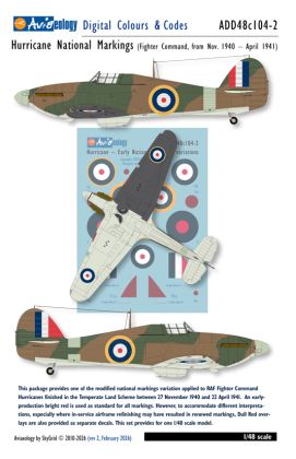 1:48 Hawker Hurricane - National Markings / Early Variation 2 (Nov.1940 - April 1941)