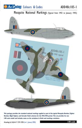 1:48 de Havilland Mosquito National Markings - Typical from 1942 to early January 1945)