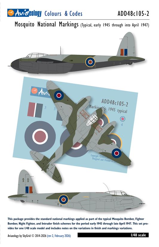 1:48 de Havilland Mosquito - National Markings Typical (early 1945 - early 1947)