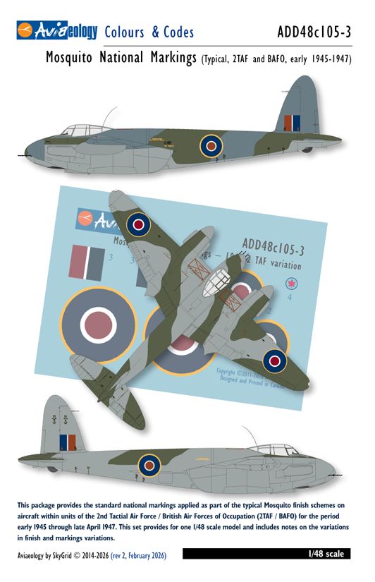 1:48 de Havilland Mosquito - National Markings 2TAF/BAFO Variation (early 1945 - early 1947)