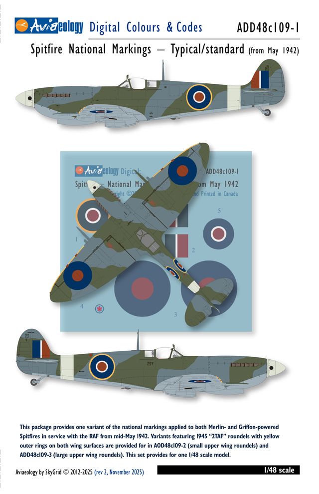 1:48 Supermarine Spitfire National Markings - Standard (1942 to Early January 1945)