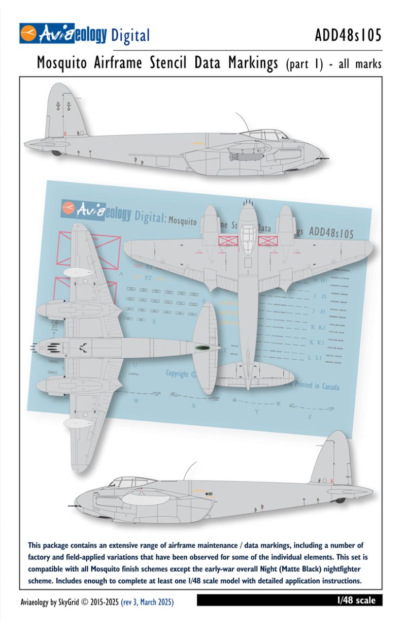 1:48 de Havilland Mosquito - Airframe Stencil / Data Marking (Part 1)