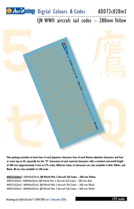 1:72 Imperial Japanese Navy WWII Aircraft Tail Code 280 mm Yellow - Colours & Codes