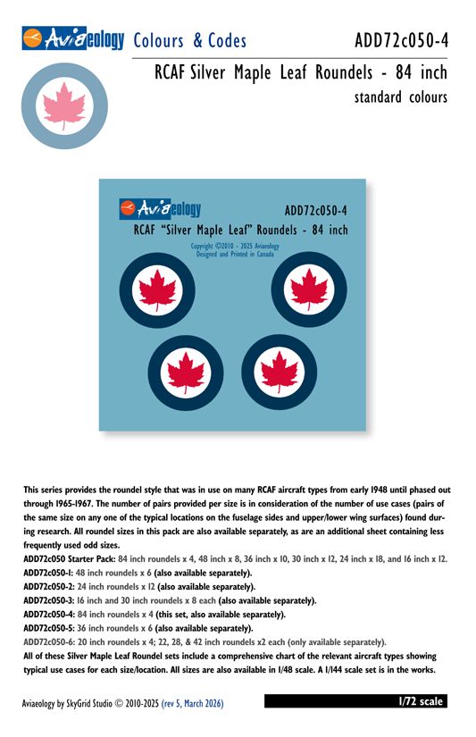 1:72 RCAF Silver Maple Leaf Roundels - 84 inch
