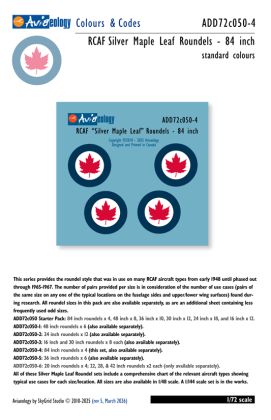 1:72 RCAF Silver Maple Leaf Roundels - 84 inch