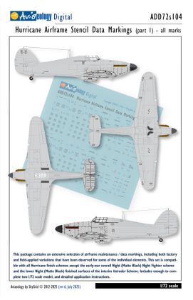 1:72 Hawker Hurricane Mk.I / Mk.II / Mk.IV - Airframe Stencil / Data