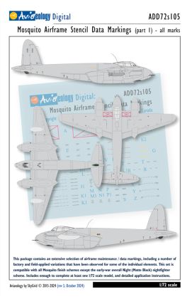 1:72 de Havilland Mosquito - Airframe Stencil / Data