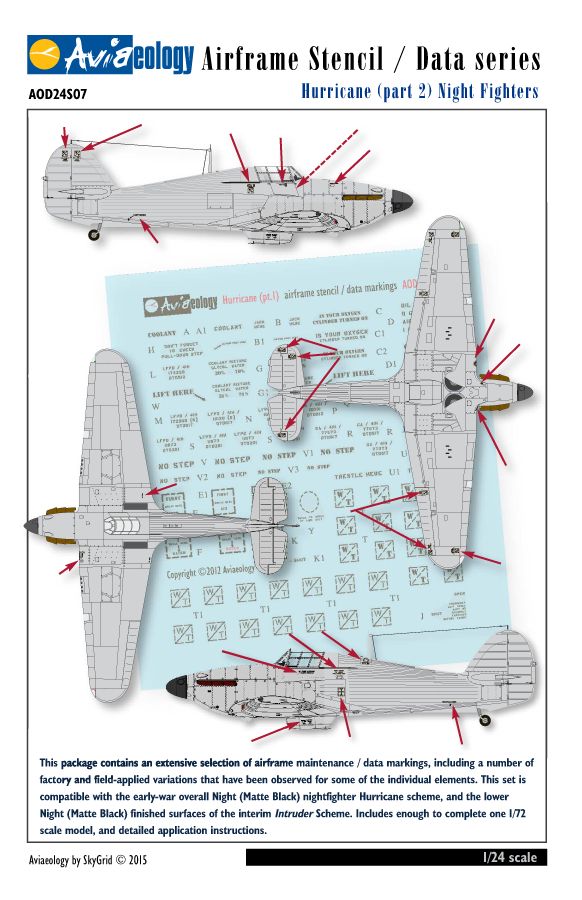 1:24 Hurricane - Airframe Stencil / Data Series (Part 2 - Nightfighters)