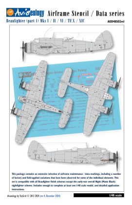 1:48 Bristol Beaufighter - Airframe Stencil / Data Markings
