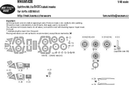 1:48 Spitfire Mk.IXe - BASIC Kabuki Masks (for Airfix 05144 Kit)